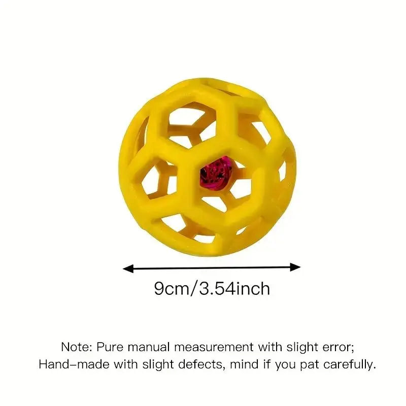 Natural Rubber Dog Ball with Bell – Geometric Teeth Cleaning Toy