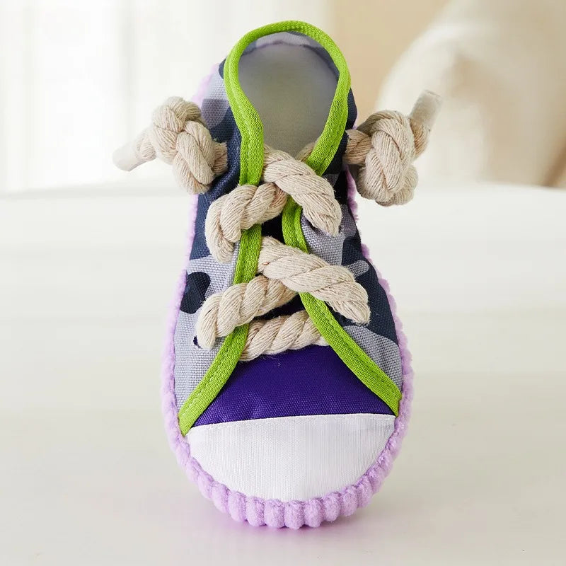 Squeaky Shoe Rope Dog Toy – Teeth Cleaning Cotton Chew Toy