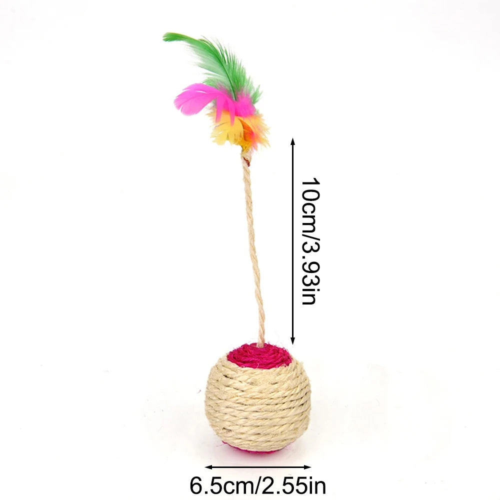 Feather Sisal Cat Ball – Shuttlecock Claw Grinding Cat Toy
