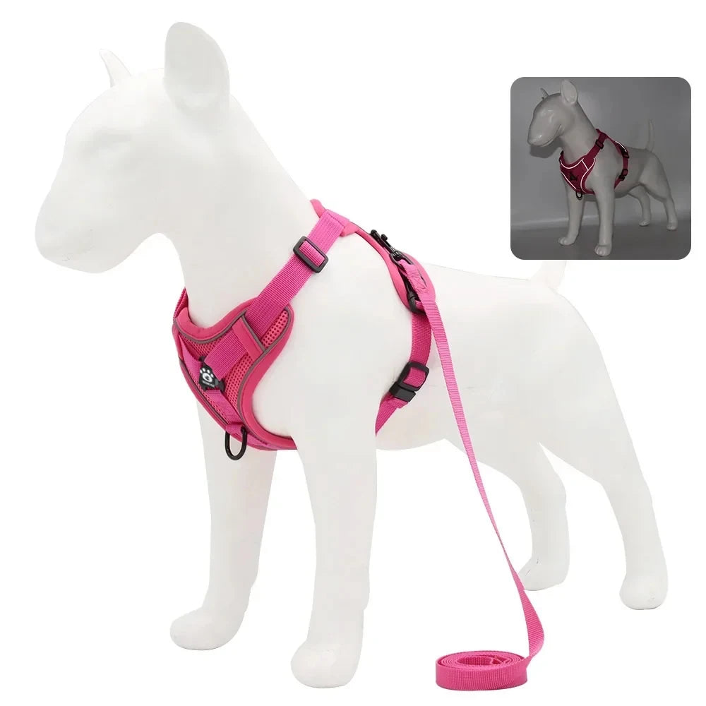 No-Pull Dog Harness with 1.5m Leash – Adjustable Reflective Vest Set