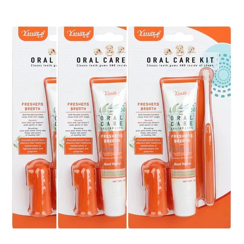Dog Dental Care Kit – Pet Toothbrush & Toothpaste Set for Tartar