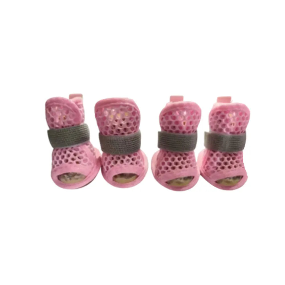 Breathable Mesh Dog Shoes 4 Pack – Non-Slip Summer Dog Boots