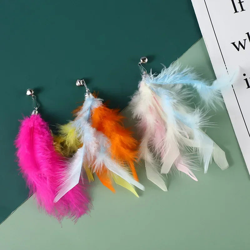 Cat Feather Toy Refills – Replacement Bird, Worm & Ball Teaser Heads