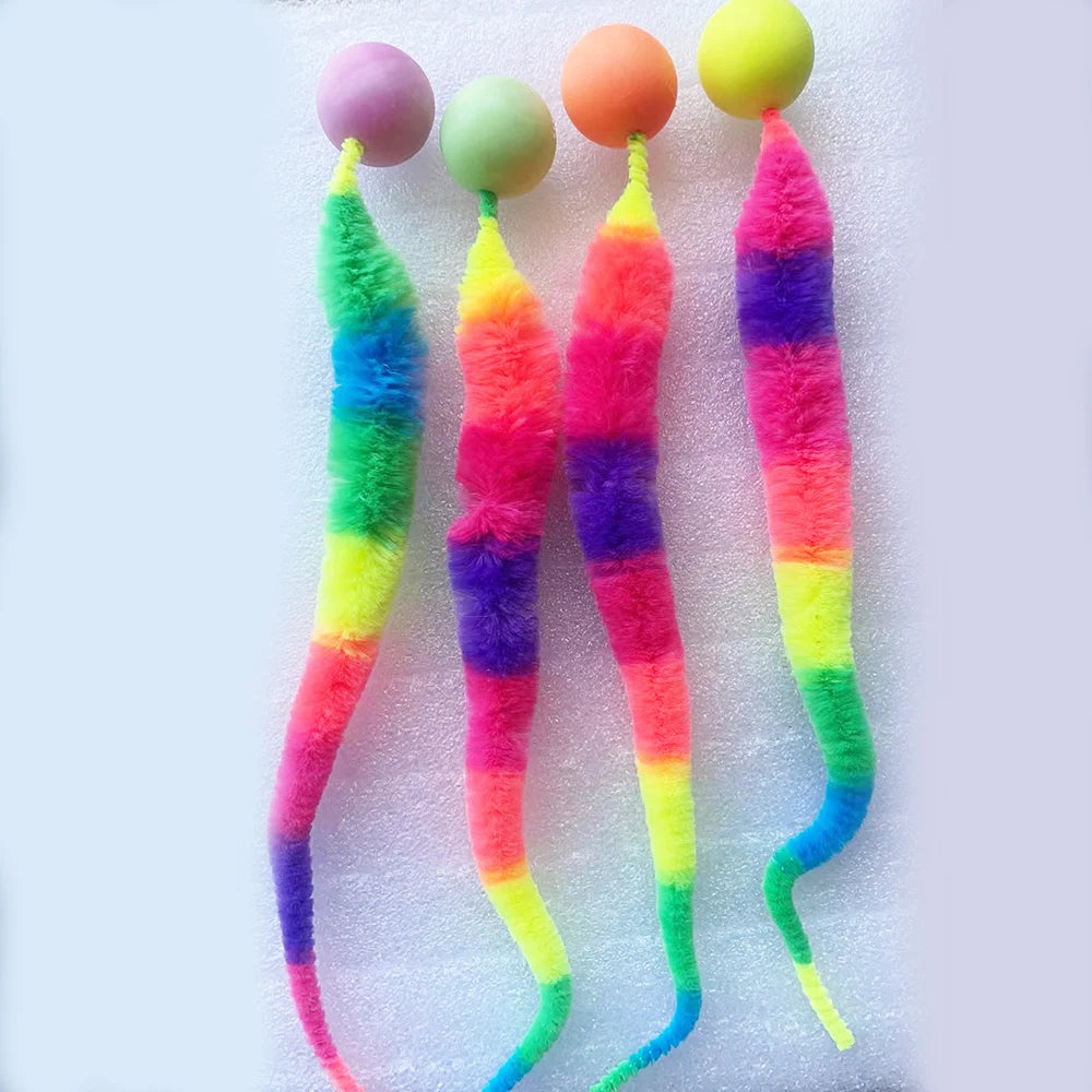 Caterpillar Cat Toy with Bouncing Ball – Interactive Elastic Cat Teaser
