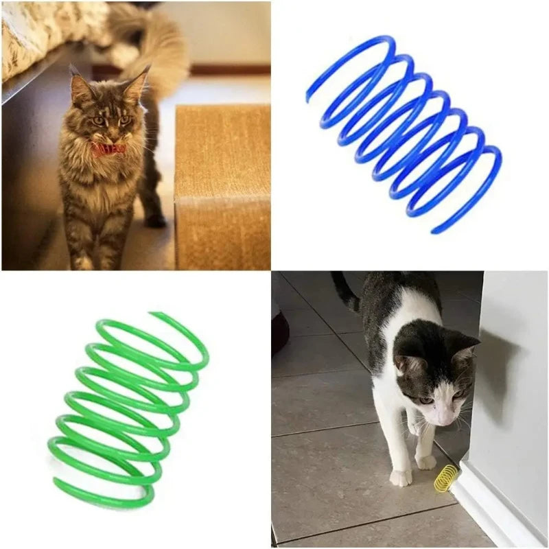 Cat Spring Toys Pack – Colourful Plastic Coil Springs for Kittens
