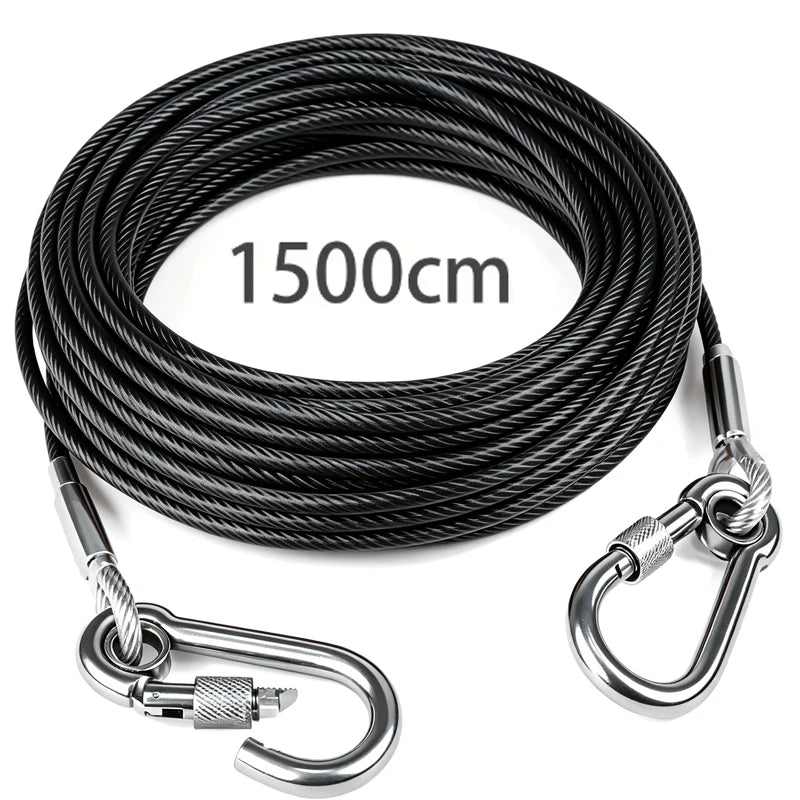 Heavy-Duty Dog Tie-Out Cable – Reflective Steel Lead with Swivel Hooks