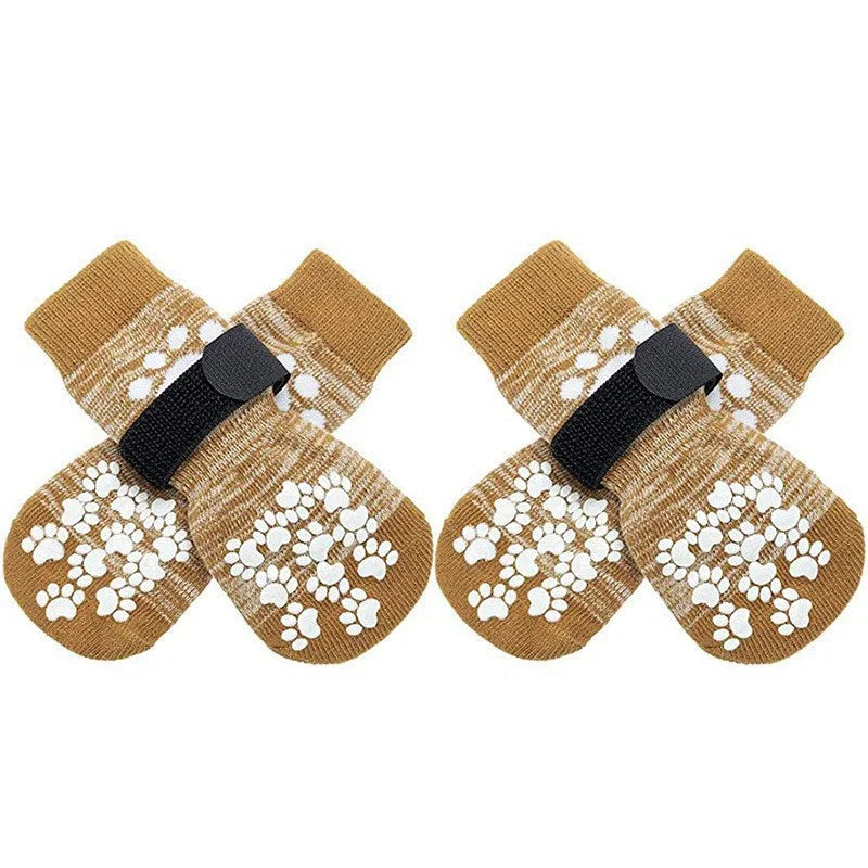 Anti-Slip Dog Socks 4 Pack – Grip Socks with Straps for Floors
