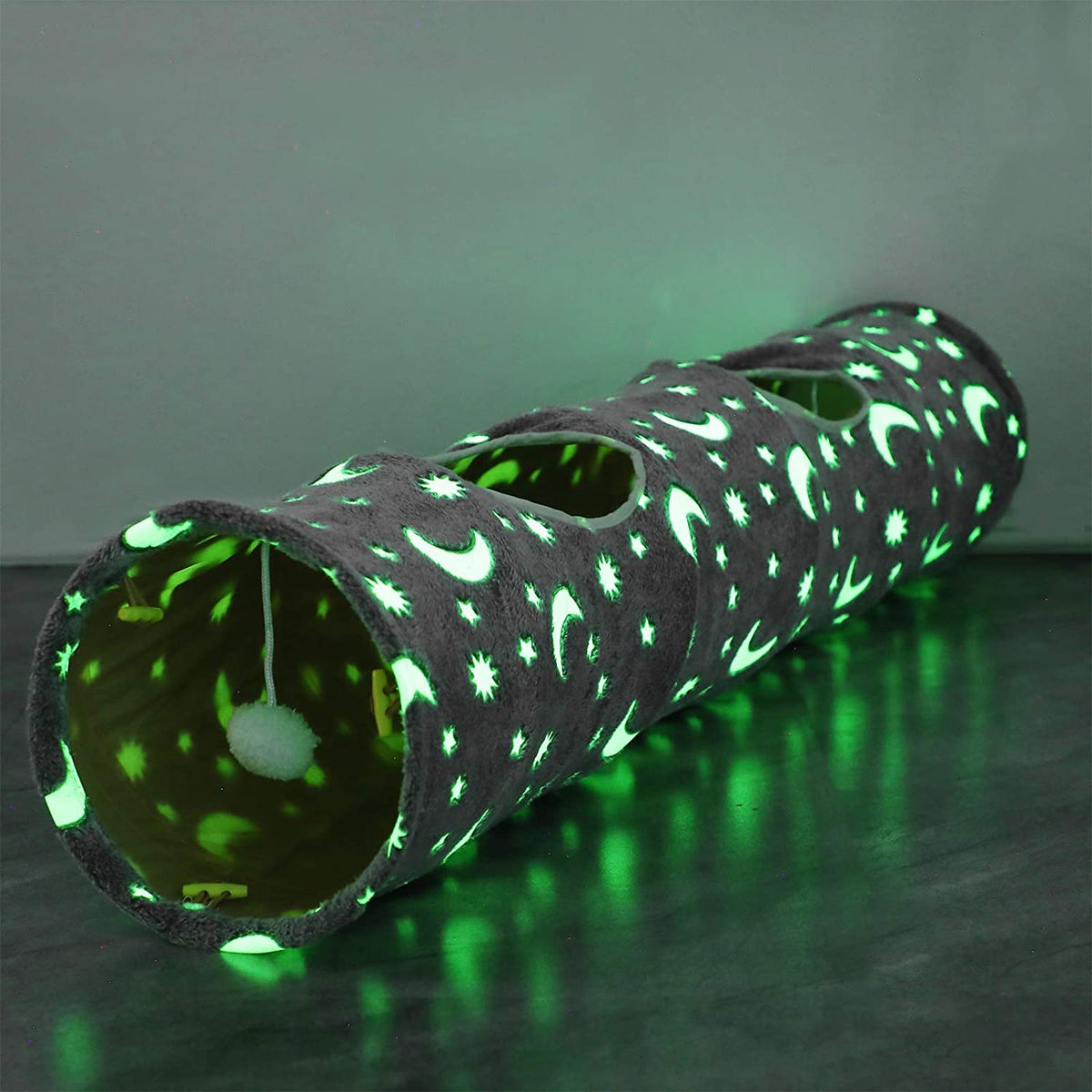 Cat Tunnel Tube with Plush Ball Toys Collapsible Self-Luminous... — image 1 — Pets Stuff Australia