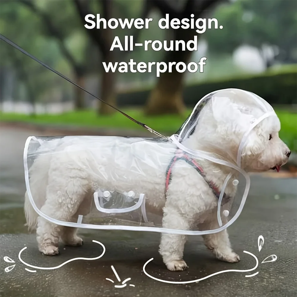 Clear Waterproof Dog Raincoat – Small & Medium Dogs Rain Jacket
