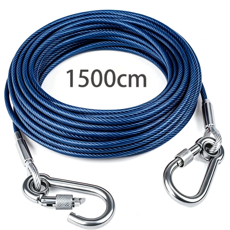 Heavy-Duty Dog Tie-Out Cable – Reflective Steel Lead with Swivel Hooks