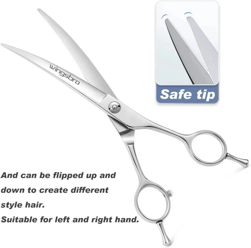 7.5" Curved Dog Grooming Scissors – Stainless Pet Trimming Shears