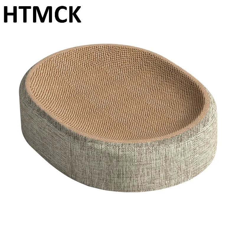 2-in-1 Cat Scratcher Bed – Oval Corrugated Cardboard Scratching Nest