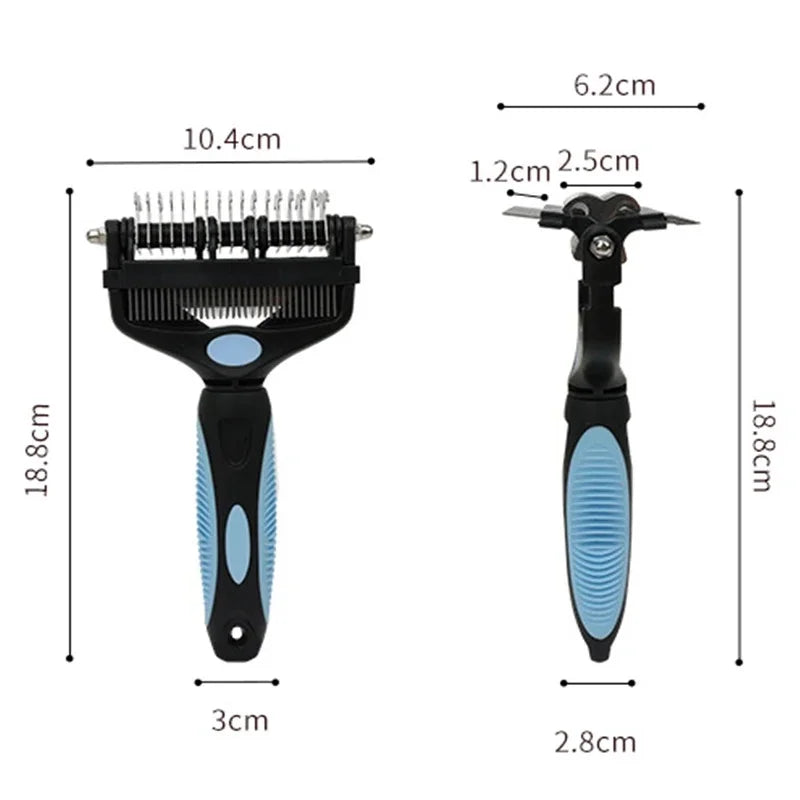 3-in-1 Pet Deshedding Brush – Knot Cutter Dematting Comb