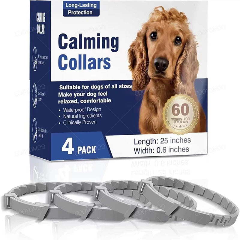 Calming Collar for Dogs & Cats – Adjustable Anxiety Relief Collar 3/4 Pack