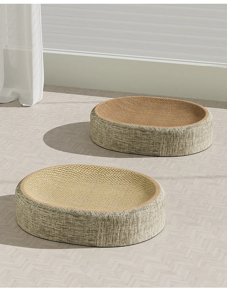 2-in-1 Cat Scratcher Bed – Oval Corrugated Cardboard Scratching Nest