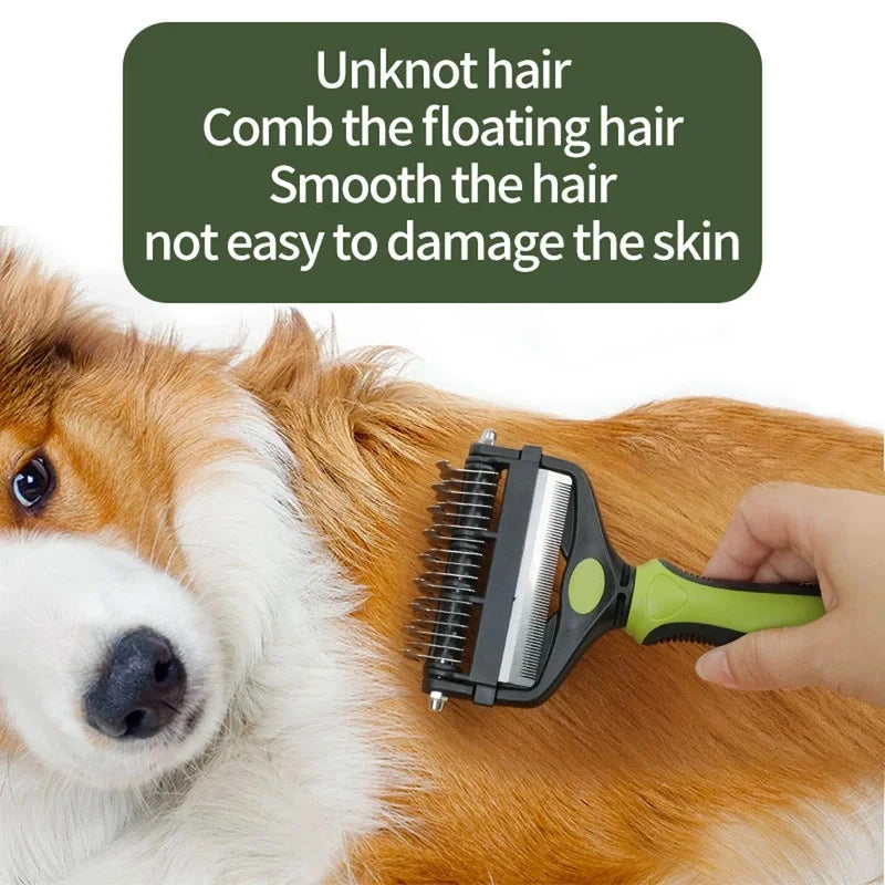 3-in-1 Pet Deshedding Brush – Knot Cutter Dematting Comb
