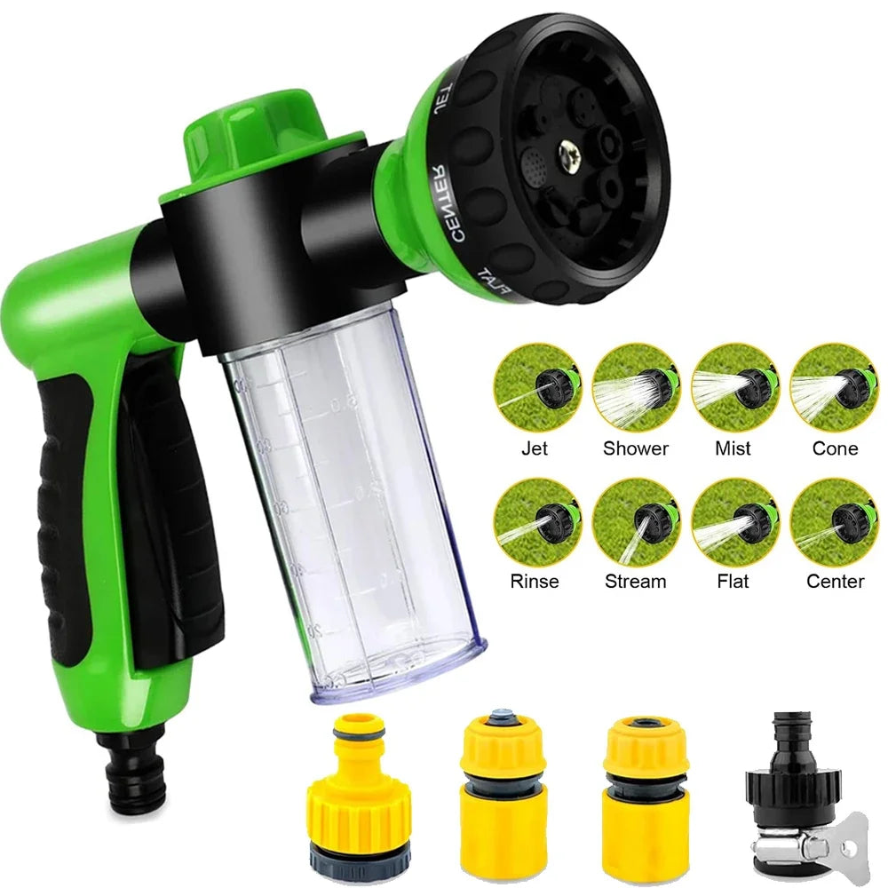 8-in-1 Dog Shower Sprayer – High-Pressure Pet Bath Hose Nozzle with Foam