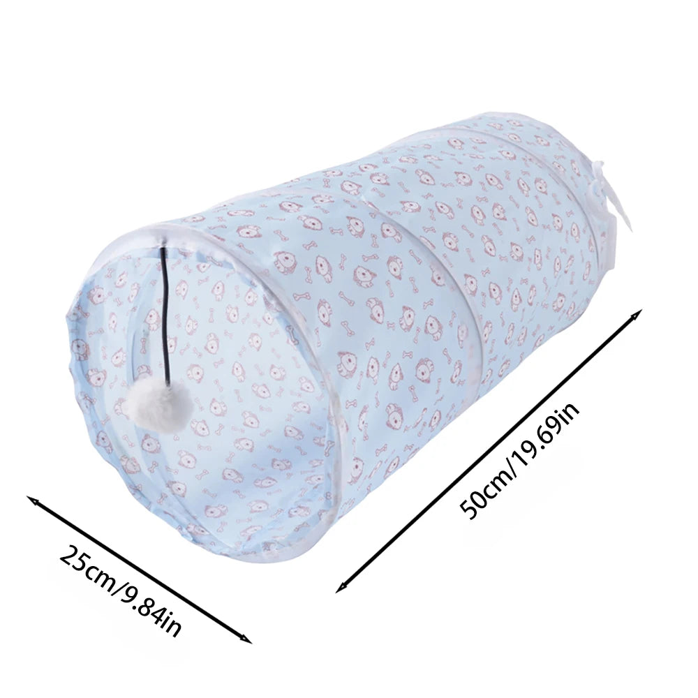 Collapsible Cat Tunnel – Foldable Play Tube with Hanging Toy for Cats
