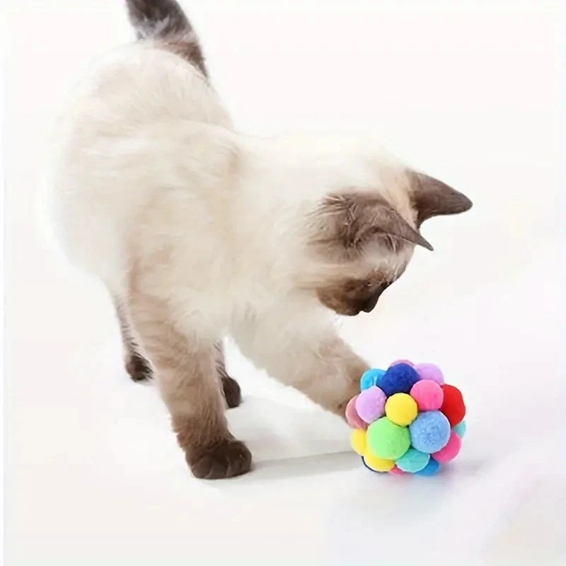 Cat Plush Bell Balls 1/3 Pack – Colourful Woolen Ball Cat Toy