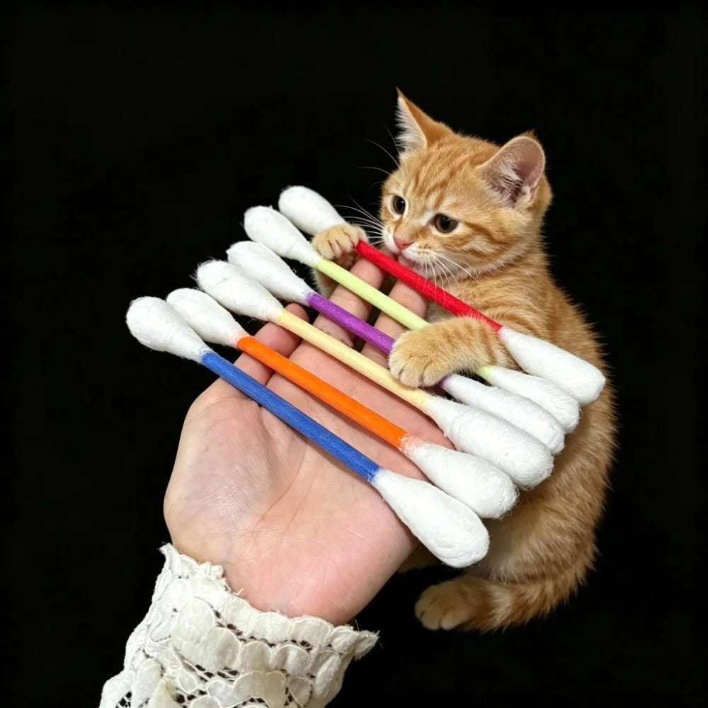 Giant Cotton Swab Catnip Toys 6 Pack – Kitten Chew & Teeth Cleaning