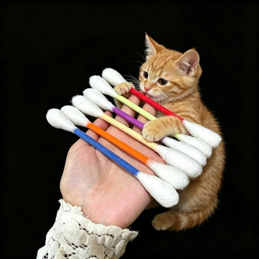 Giant Cotton Swab Catnip Toys 6 Pack – Kitten Chew & Teeth Cleaning