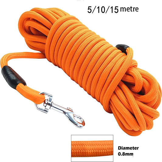 Long Dog Training Leash 5/10/15m – Heavy-Duty Nylon Recall Lead