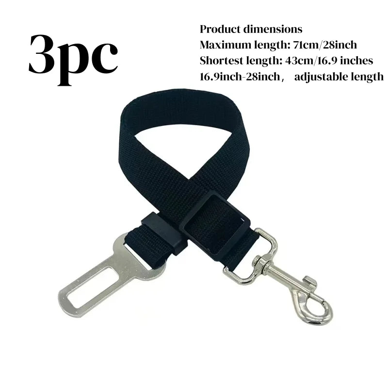 Dog Car Seat Belt – Adjustable Safety Rope with 360° Swivel Hook