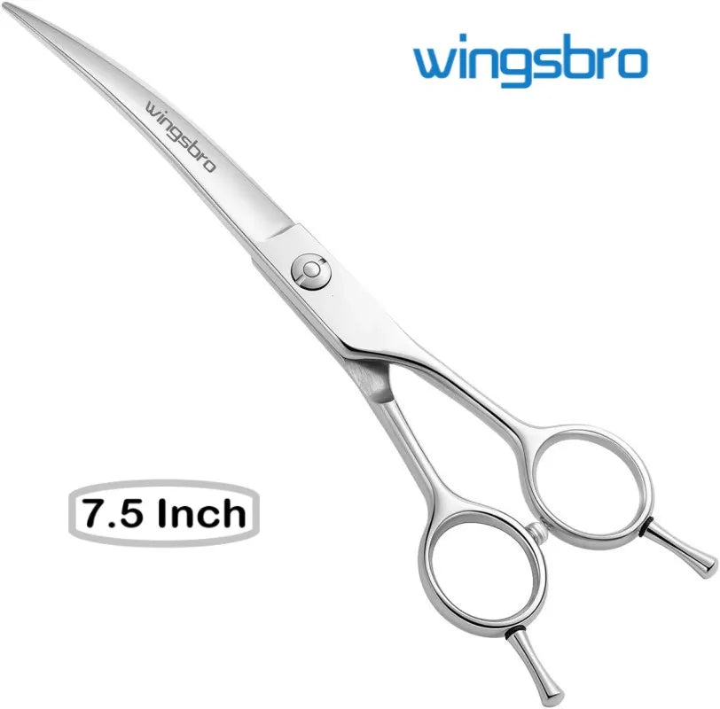 7.5" Curved Dog Grooming Scissors – Stainless Pet Trimming Shears