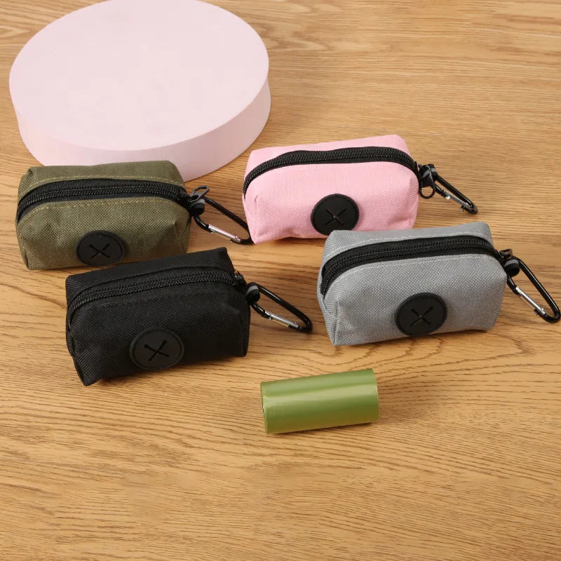 Canvas Dog Poop Bag Holder – Waste Bag Dispenser with Carabiner