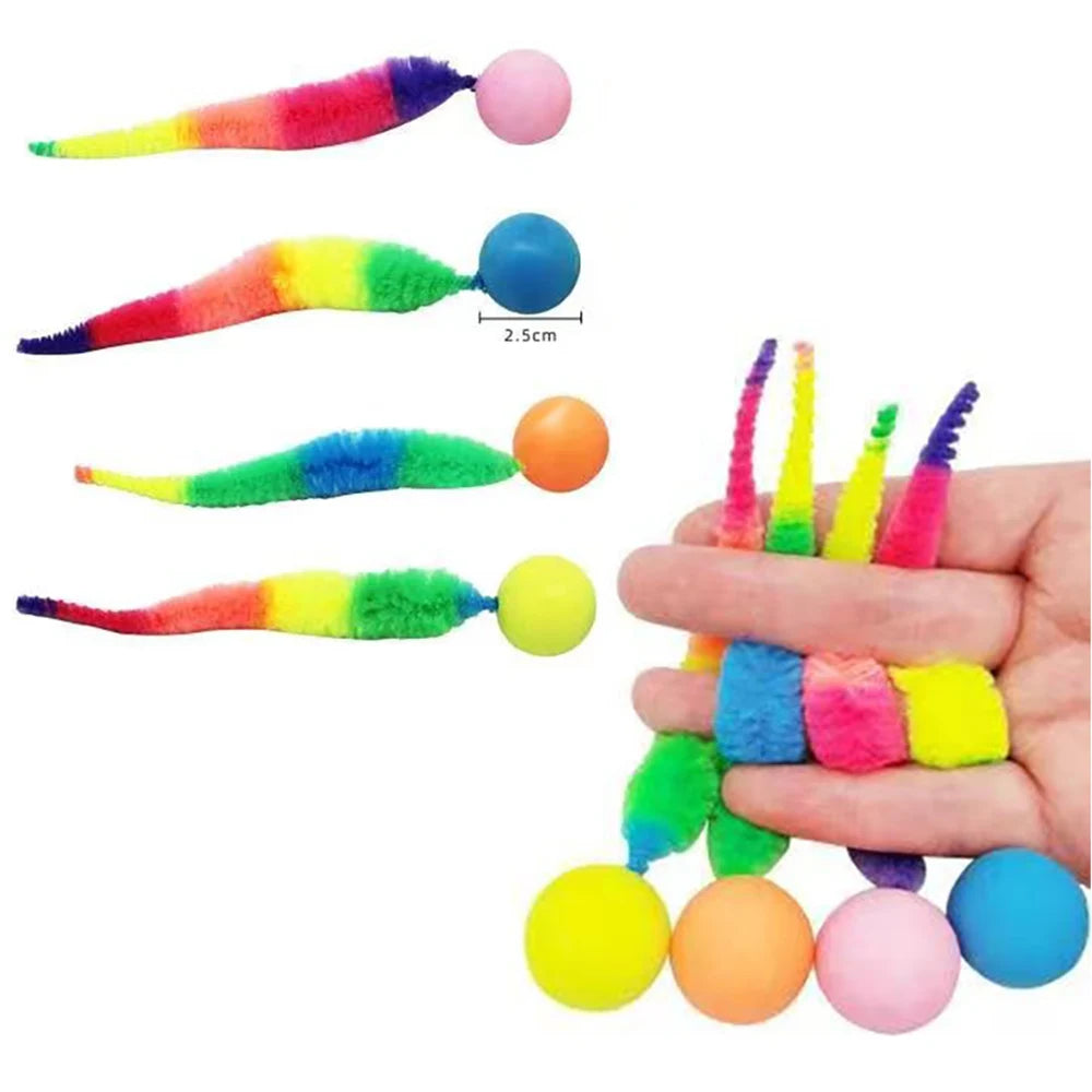 Caterpillar Cat Toy with Bouncing Ball – Interactive Elastic Cat Teaser