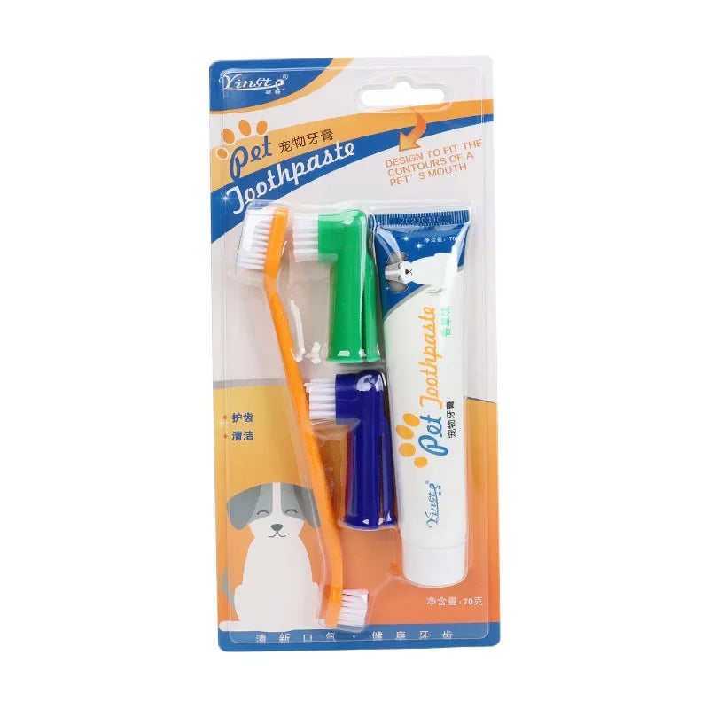 Dog Dental Care Kit – Pet Toothbrush & Toothpaste Set for Tartar