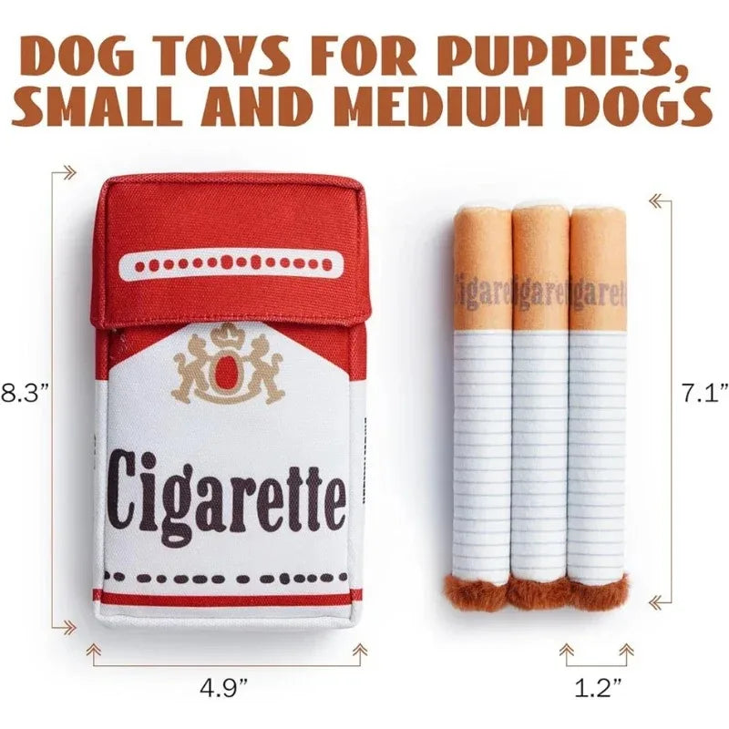 Squeaky Plush Cigarette Dog Toy – Funny Chew Toy Gift