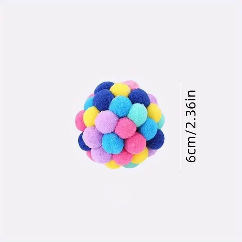 Cat Plush Bell Balls 1/3 Pack – Colourful Woolen Ball Cat Toy