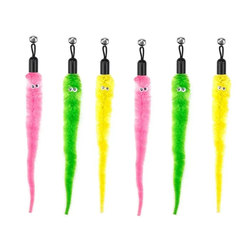 Cat Feather Toy Refills – Replacement Bird, Worm & Ball Teaser Heads