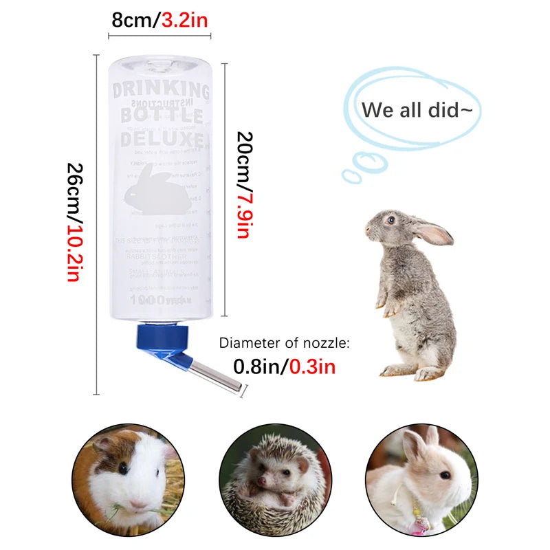 1000ml Small Animal Water Bottle – Hanging Drinker Rabbit Guinea Pig