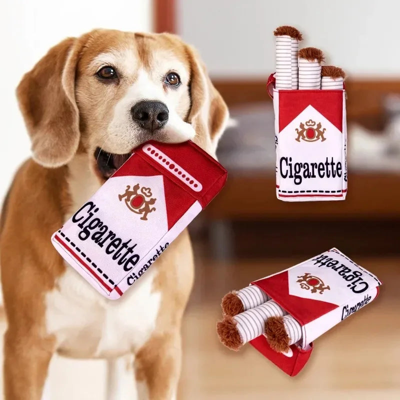 Squeaky Plush Cigarette Dog Toy – Funny Chew Toy Gift