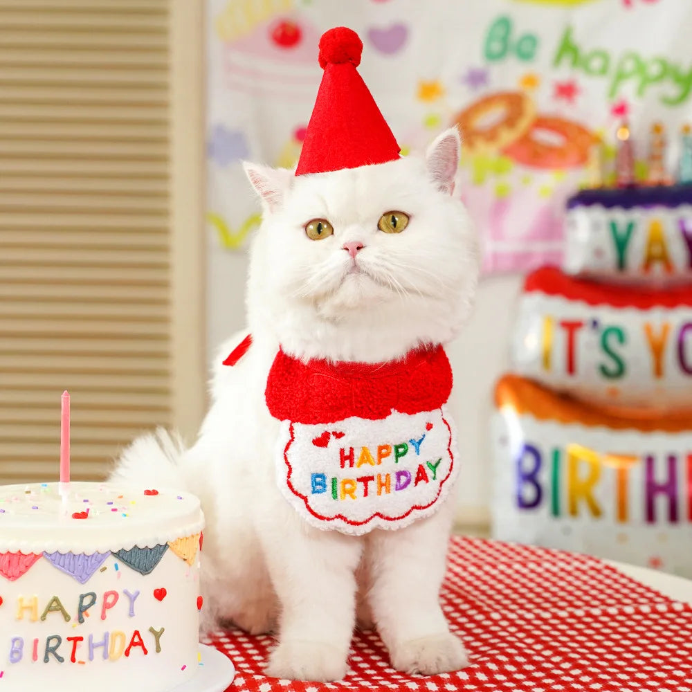Pet Birthday Bandana & Party Hat Set – Dog & Cat Birthday Outfit