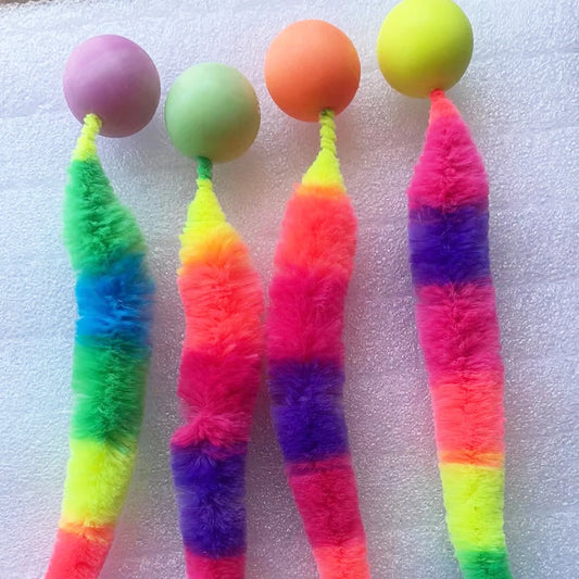 Caterpillar Cat Toy with Bouncing Ball – Interactive Elastic Cat Teaser