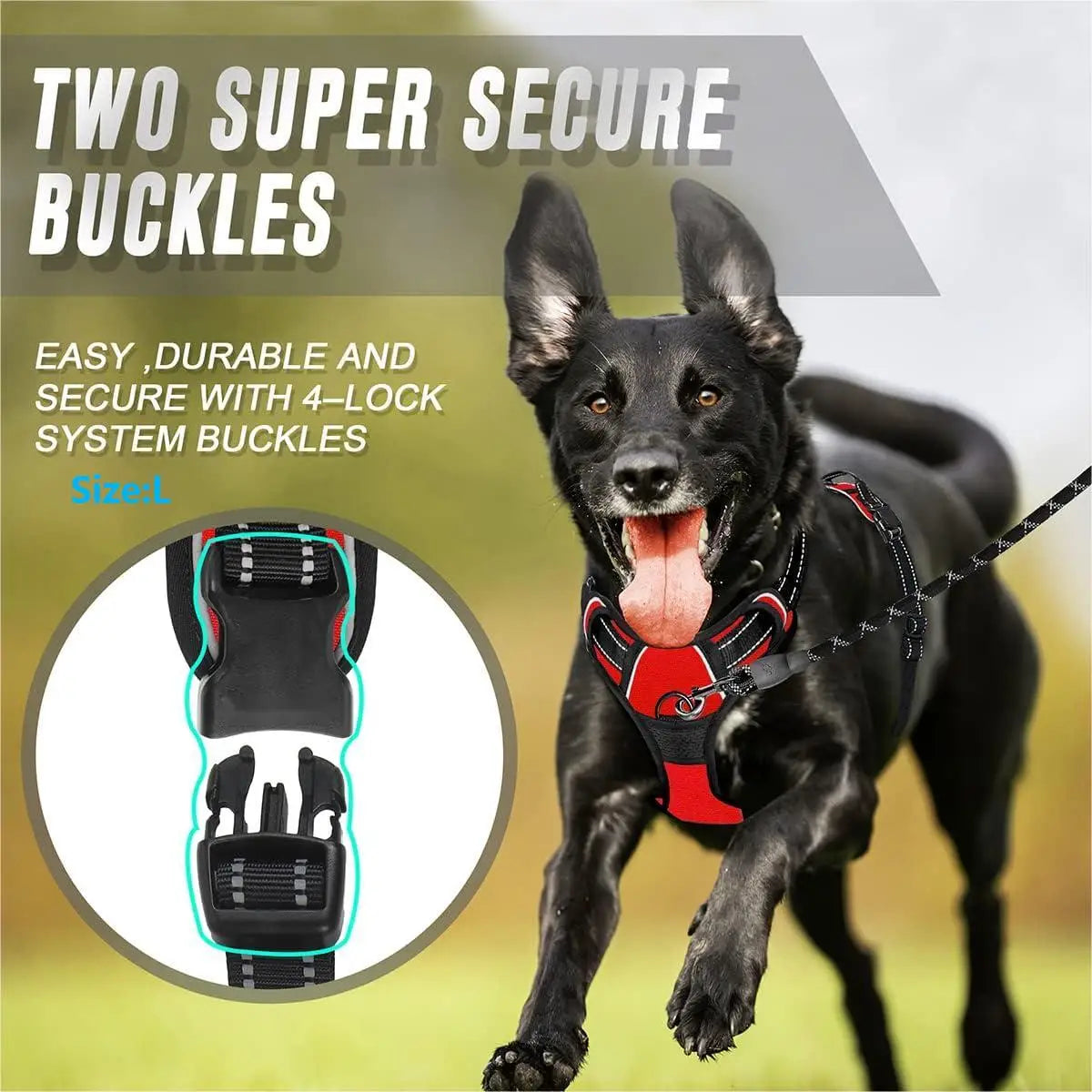 No-Pull Dog Harness Front Clip – Reflective Padded with Handle