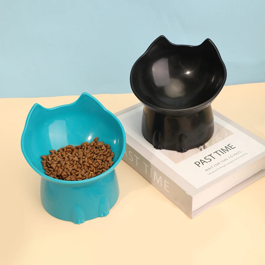 Elevated Cat Bowl – Anti-Tip Raised Tilted Food Dish Neck Protection