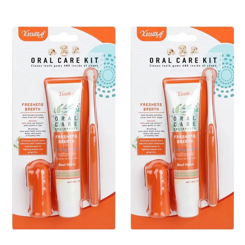 Dog Dental Care Kit – Pet Toothbrush & Toothpaste Set for Tartar