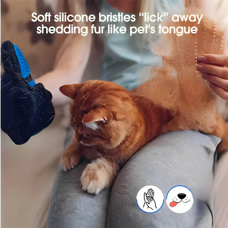 Pet Grooming Glove Brush – Dog & Cat Deshedding Massage Hair Remover