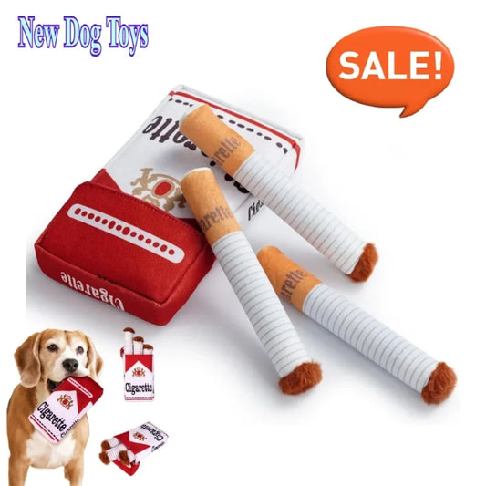 Squeaky Plush Cigarette Dog Toy – Funny Chew Toy Gift