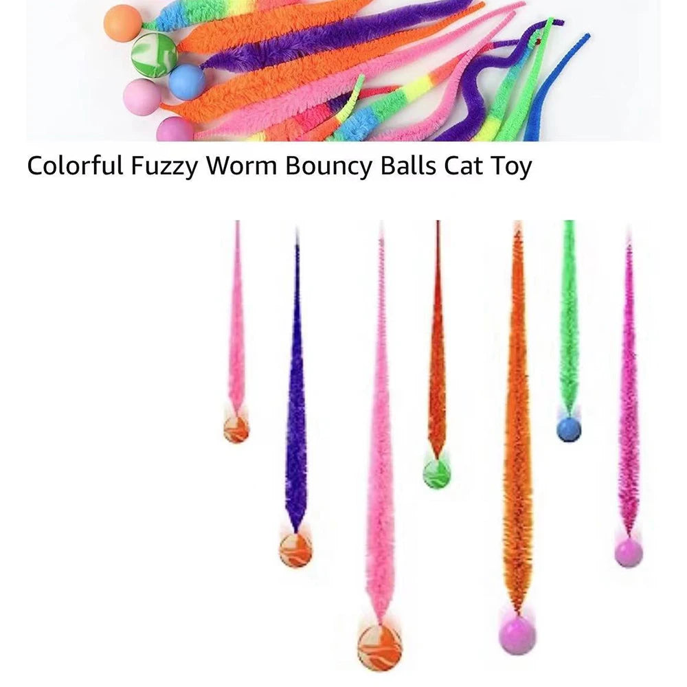 Caterpillar Cat Toy with Bouncing Ball – Interactive Elastic Cat Teaser