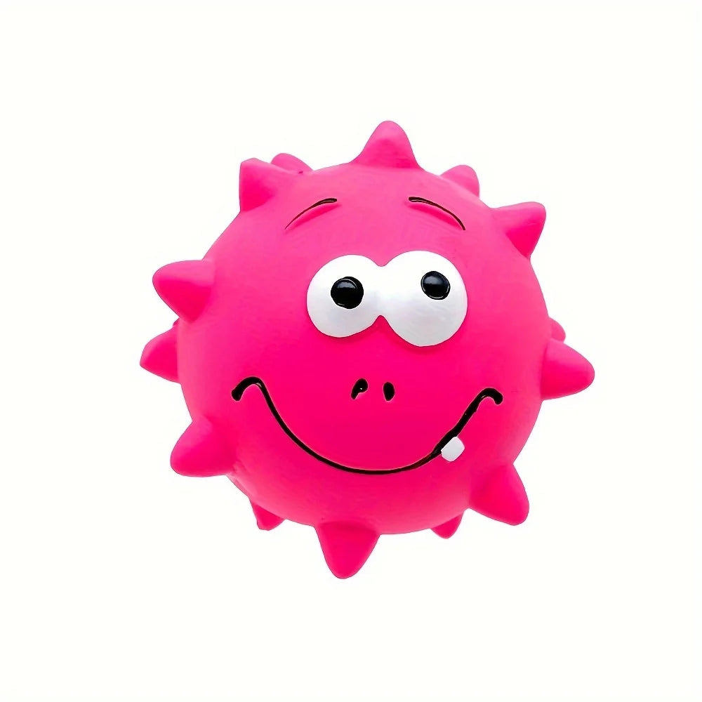 Spiky Latex Dog Ball – Squeaky Chew Toy Small & Medium Dogs