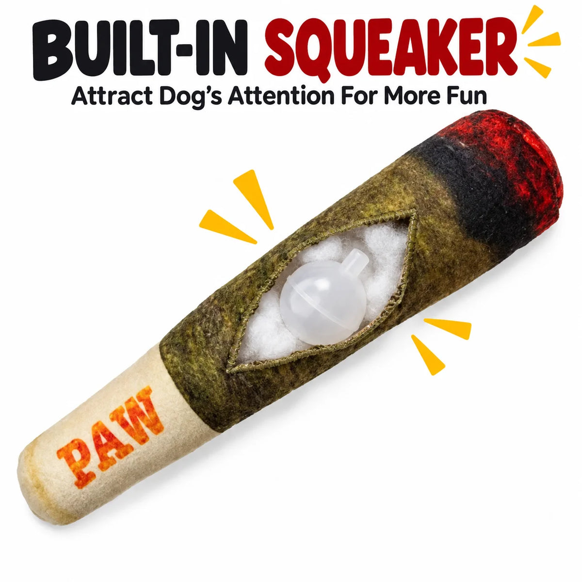 Squeaky Plush Cigar Dog Toy – Funny Chew Toy for Small/Medium Dogs
