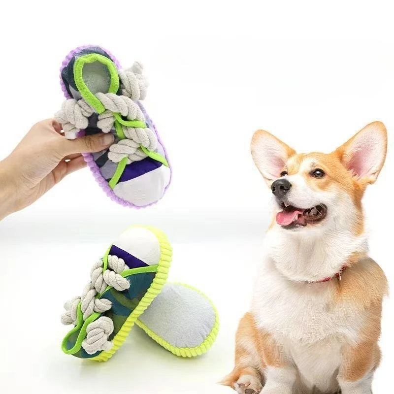 Squeaky Shoe Rope Dog Toy – Teeth Cleaning Cotton Chew Toy