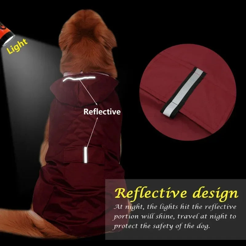Hooded Dog Raincoat 9 Sizes – Waterproof Jacket with Reflective Strip