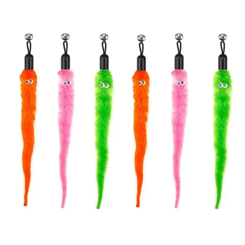 Cat Feather Toy Refills – Replacement Bird, Worm & Ball Teaser Heads