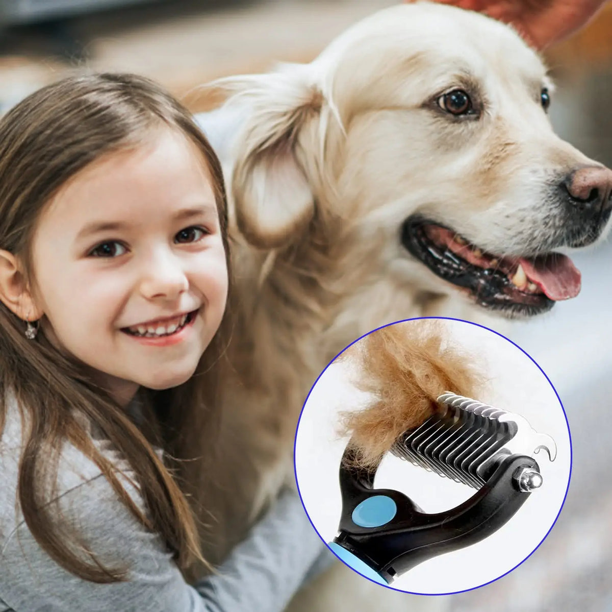 Pet Deshedding Brush – Dematting Knot Cutter Comb for Dogs & Cats